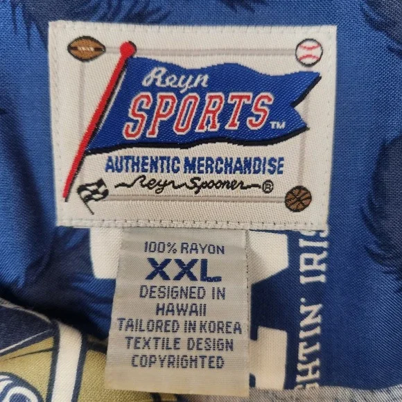 Reyn Spooner Sports Blue Shirt Size XXL University of Norte Dame Football Irish - Picture 5 of 16